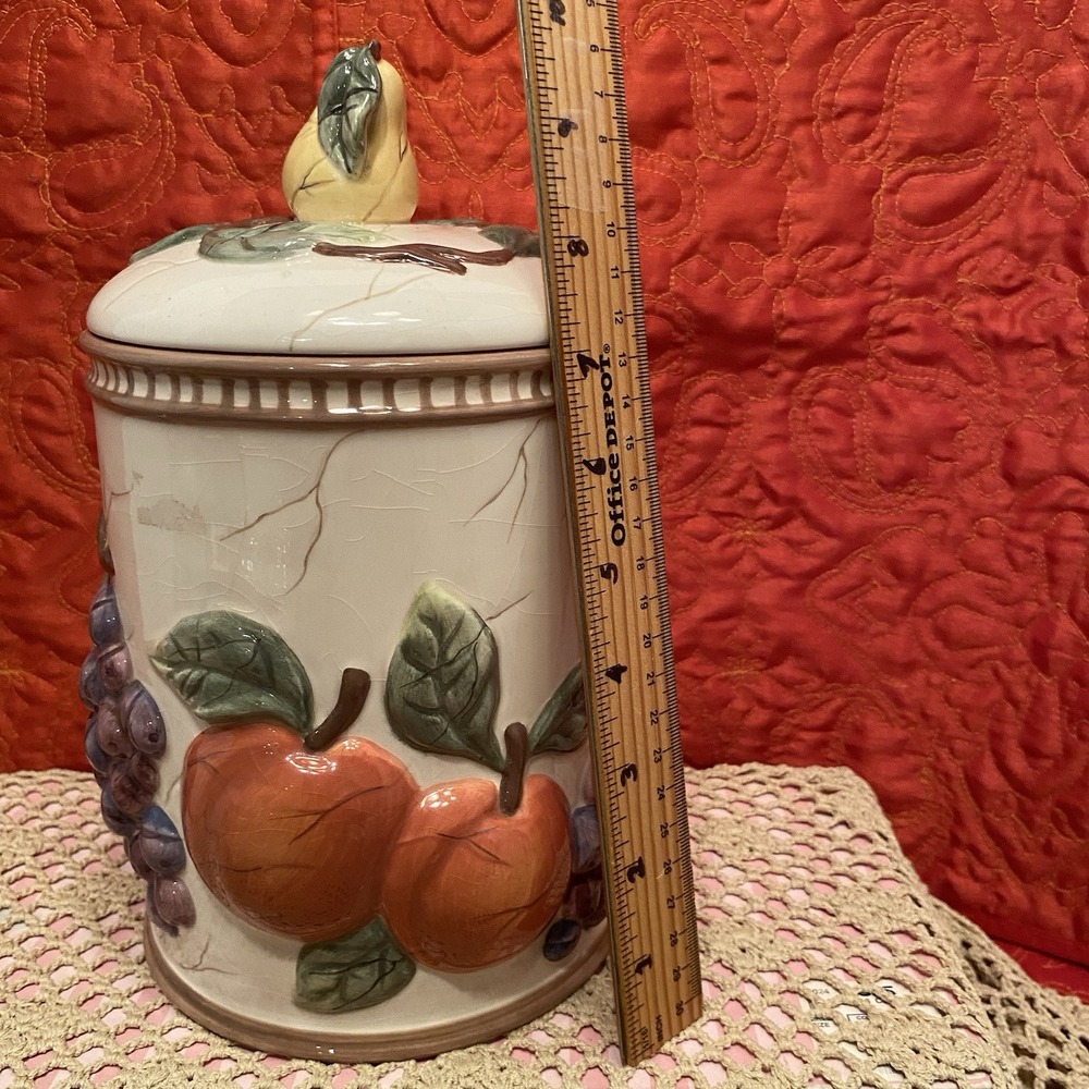 American Antelier CRYSTAL CLEAR  POMPEII FRUIT‎ CANISTER 10" X 6"